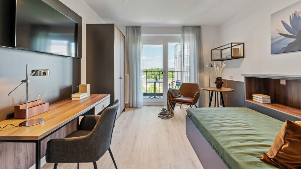 Apartment mit Bett und Essplatz – Eschborn – Campo Novo Aparthotel